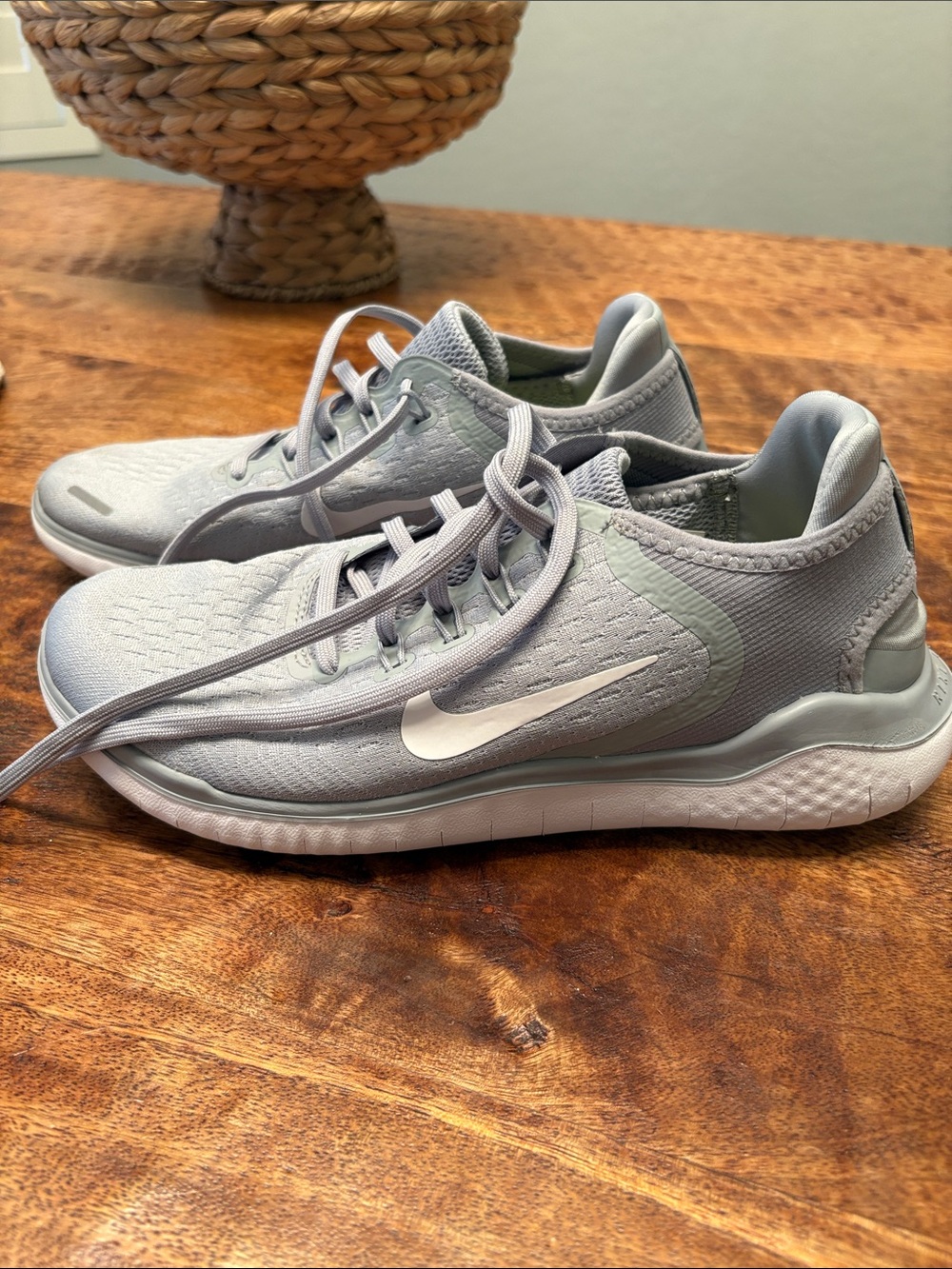 Nike Light Grey Kids Running Sneakers with White Swoosh